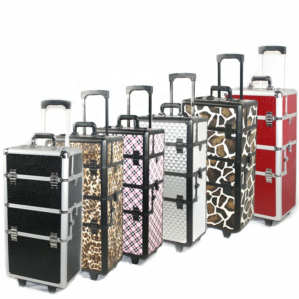 Aluminum Trolley Make Up Case Aluminum Rolling Hairdressing Case Aluminum Trolley Cosmetic Case