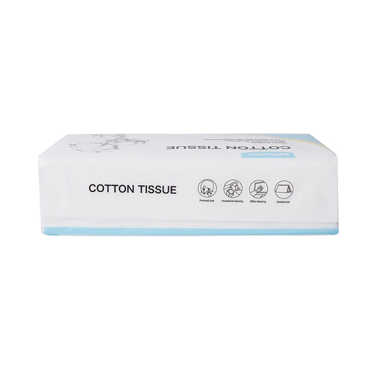 Wholesale Promotional Wet Dry Facial Cotton Tissu Paper OEM Free Sample Pure Cotton Dry Wipes Cleansing Facial Tissue
