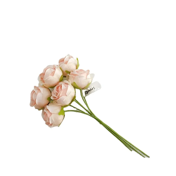 High quality  6pcs silk artificial flowers rose head artificial flowers rose head artificial roses