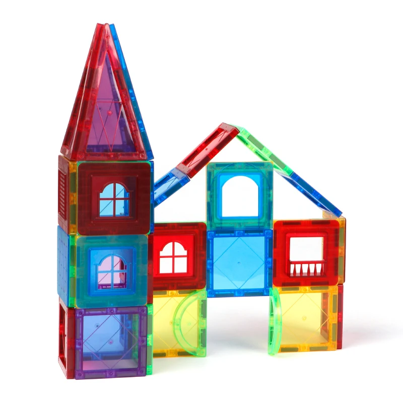 Kindergarten Educational Toys Clear Color 3D Building Blocks Set Magnetic Tiles toy for Kids