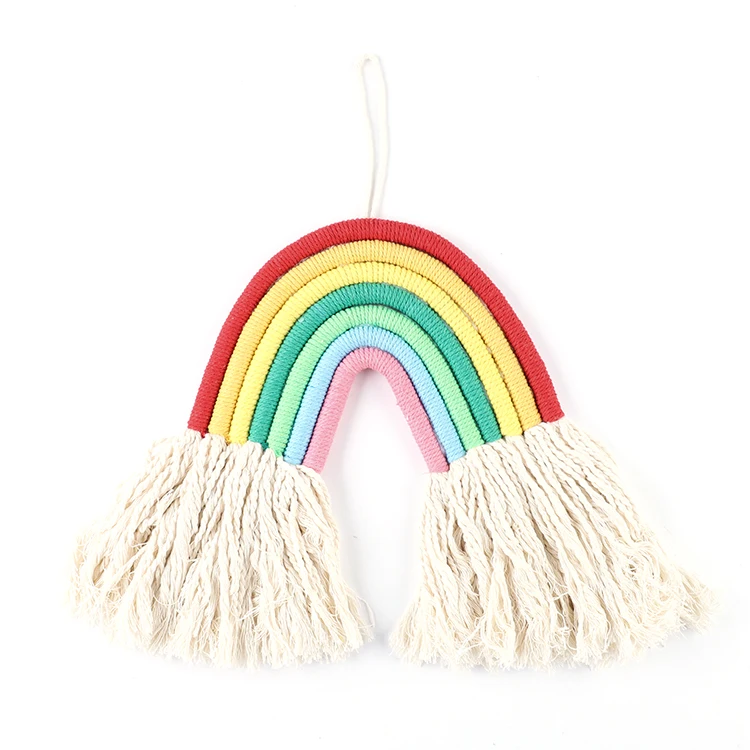 Brand New Rainbow Woven Room Decor Kids Art Boho Lace Wall Hanging Wall Decor
