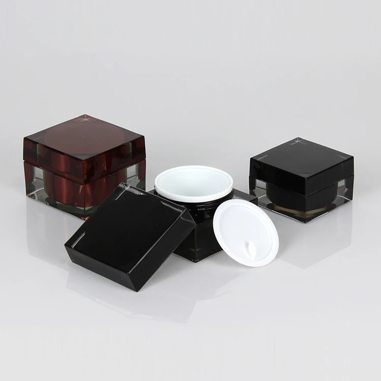 Factory price acrylic luxury fancy red square cosmetic jar