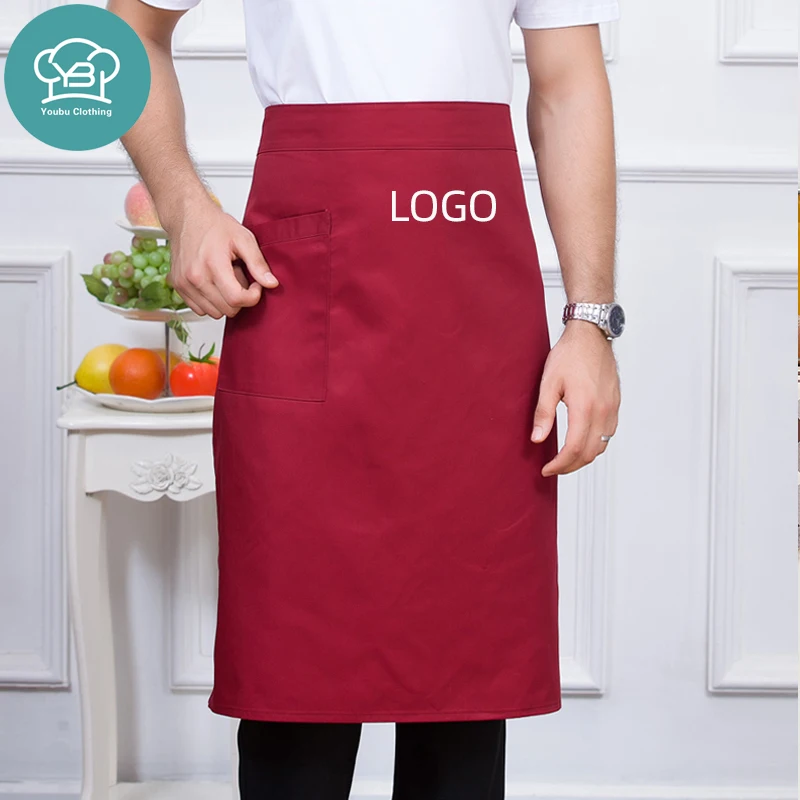 Chef half long apron hotel waiter apron west restaurant dacron cotton waist apron factory wholesale prices are low