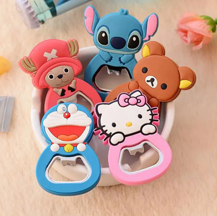 Creative Cartoon Bottle Opener Multi-Functional Silicone Funny Magnet Refrigerator Sticker Beer Wine Opener