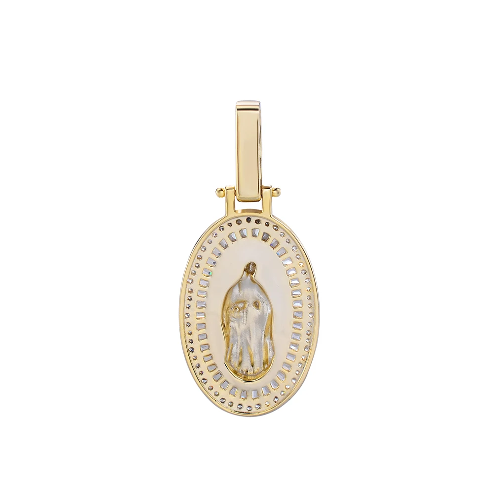 Designer Virgin Mary Necklace Medallion Women Girl Pendant Necklaces Hip Hop Personality Zircon Diamond Religious Jewelry Gift