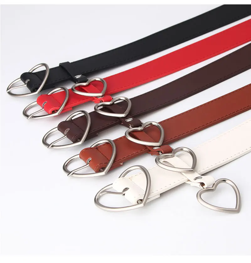 Wholesale New Design  PU leather Gold Buckle Women Fashion Heart Belt
