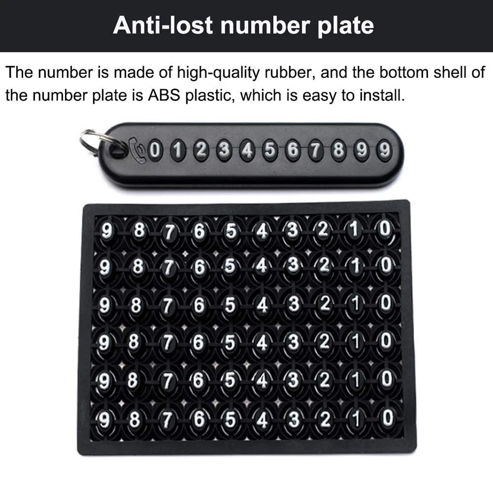Keychain Anti-lost Card Phone Mobile Phone Number Lettering Car Pendant Ring Anti Lost Plate Auto Vehicle Keyring Key Chain