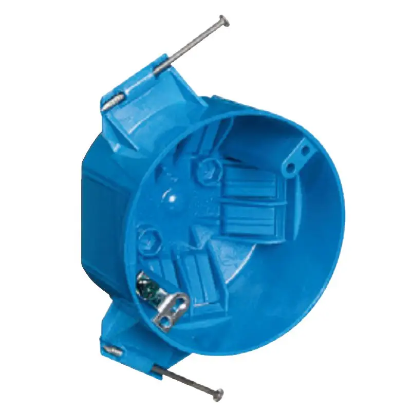 Linsky The Zip Blue 1-Gang Non-Metallic 18 cu.in. Polycarbonate Round New Work Ceiling Electrical Box PVC Switch and Outlet Box