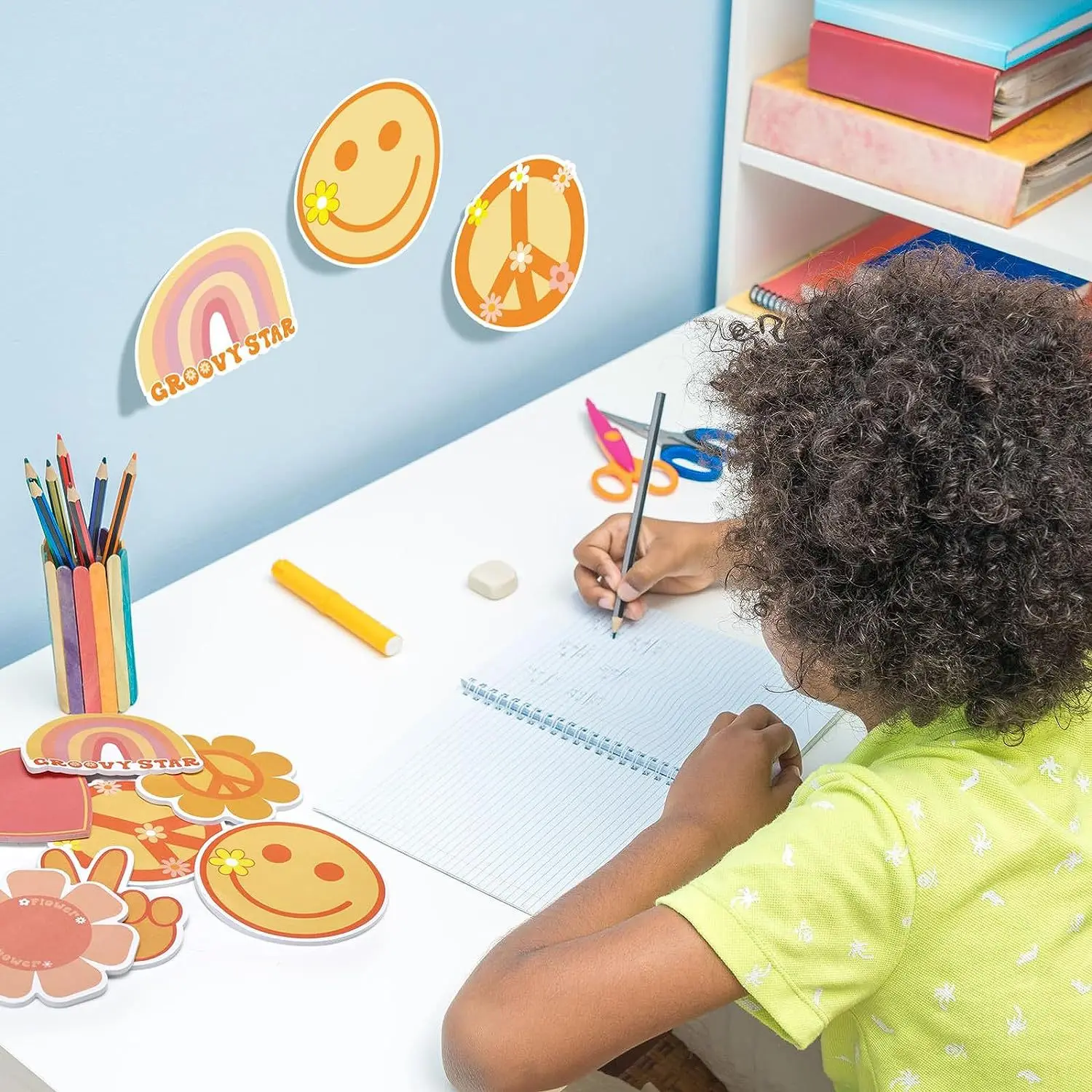 9pcs/set Groovy Boho Sticky Note Message note Rainbow Butterfly School supplies Irregular shape Sticky note Hippie Party custom