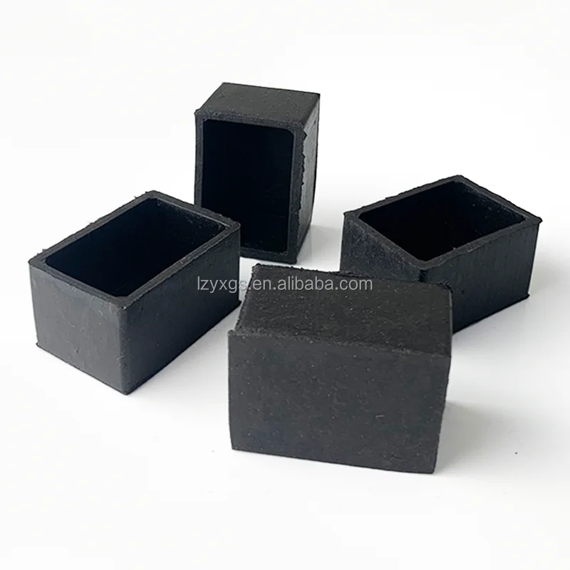 Rectangular 25*38mm mechanical equipment rubber foot cover square tube seal stainless steel table and chair foot cover