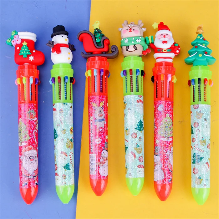 Innovative Factory Direct christmas gift office supplies and Writing stationery,10 IN 1 Plastic  Click ballpoint pen for school