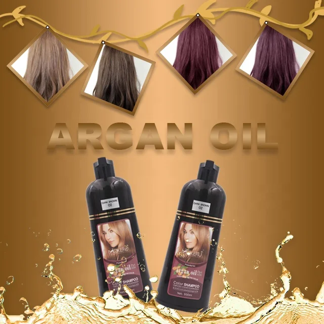 Magic Mokeru Ammonia Free Argan Oil Dark Brown Color hair Shampoo Cream for natural brown color hair dye 400ml bottle