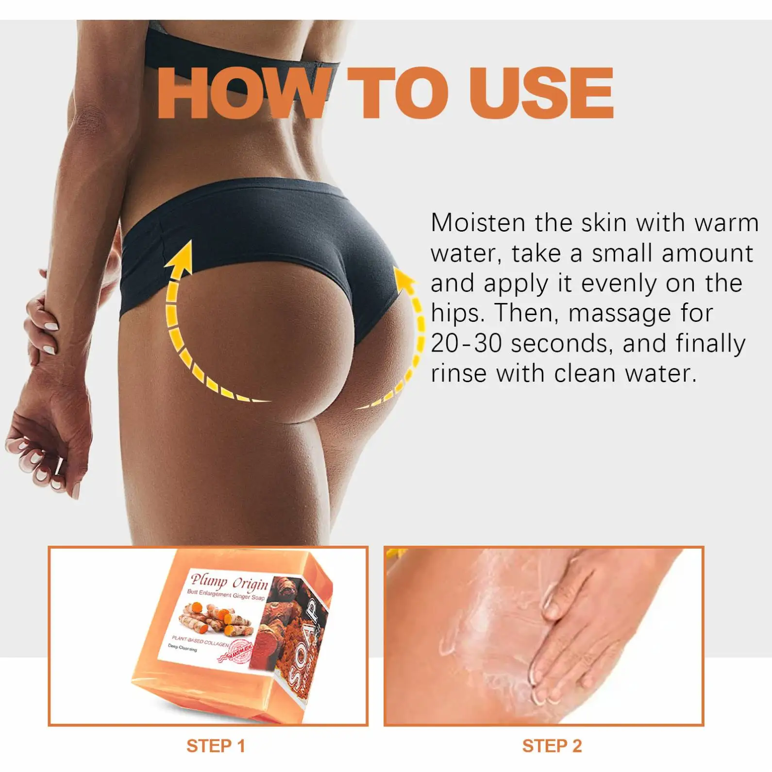 Costom Ginger Herbal Hip Lifting Firming Butt Enlarge Honey Peach Hip Body Cleaning Body Shaping Moisturizing Hip Handmade Soap