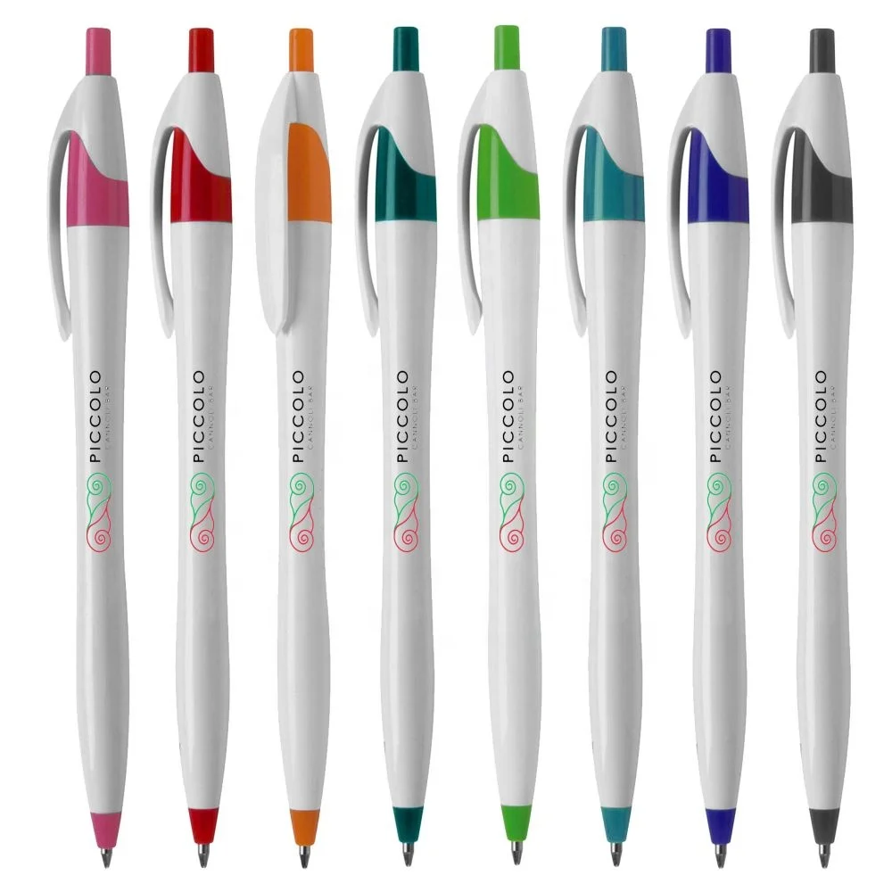 Economical  Popular Slim Stylish Plastic Pen with Contoured Design 1200M Writing Custom Logo Promotional Gift PP131 Oracle White