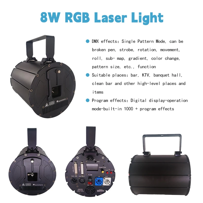 RGB DMX 8 Вт светодиодное лазерное оборудование для вечеринок ночного клуба отеля и свадьбы встроенные программы в продажу
