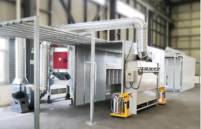 Electrostatic powder coating wheel spray paint booth for wheel rim / steel furniture