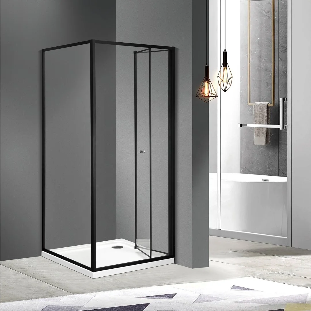 Aokeliya elegant framed corner shower enclosure with 2 glass door for 1-2 persons for home or hotel