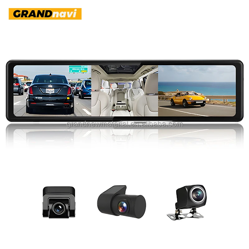 GRANDnavi Carplay AndroidAuto 2 5 k 2560*1440P 3 камеры видеорегистратор с двойным объективом зеркало заднего вида Автомобильный