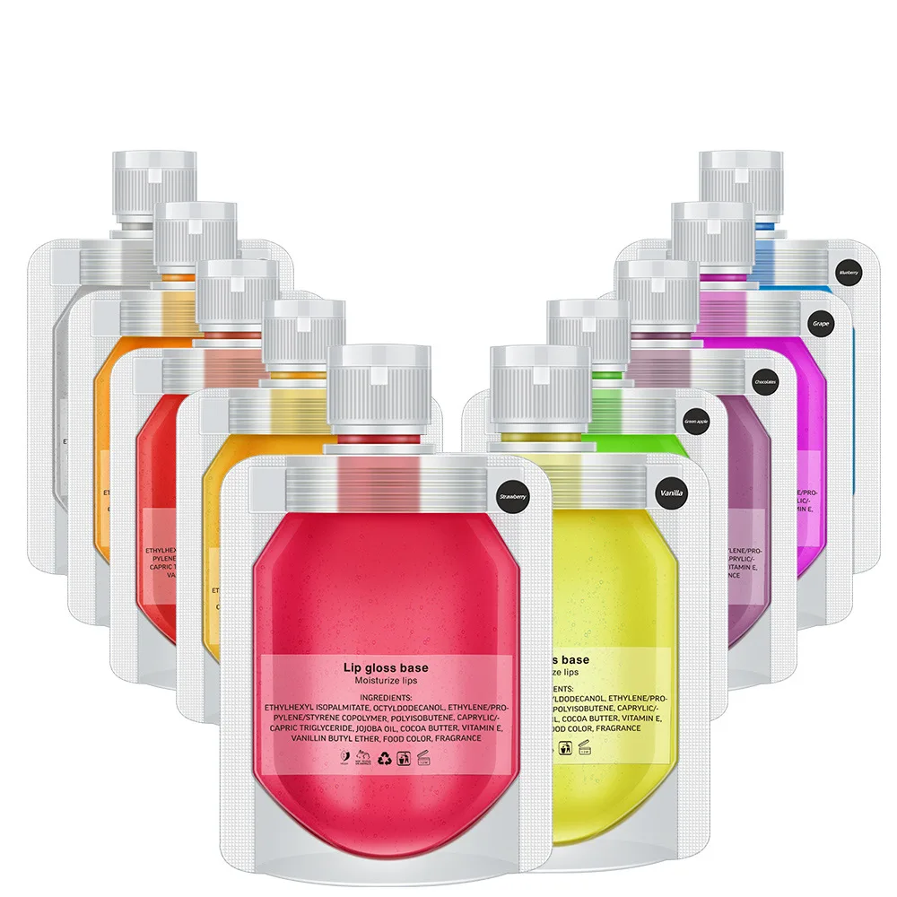 Wholesale Lip Plumper Gloss 10 Flavouring Oil Fruit Private Label Lip Care Colorful Tint Clear Vegan Pink Lip Plumper Oil Base