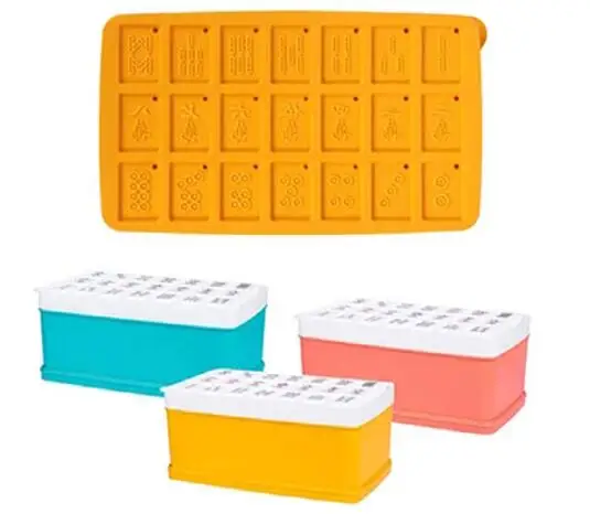 Direct Factory Wholesales Chinese style 21 grids Creative Mahjong Design Plastic Ice Cube Tray DIY ice cream Ice Mould with lid