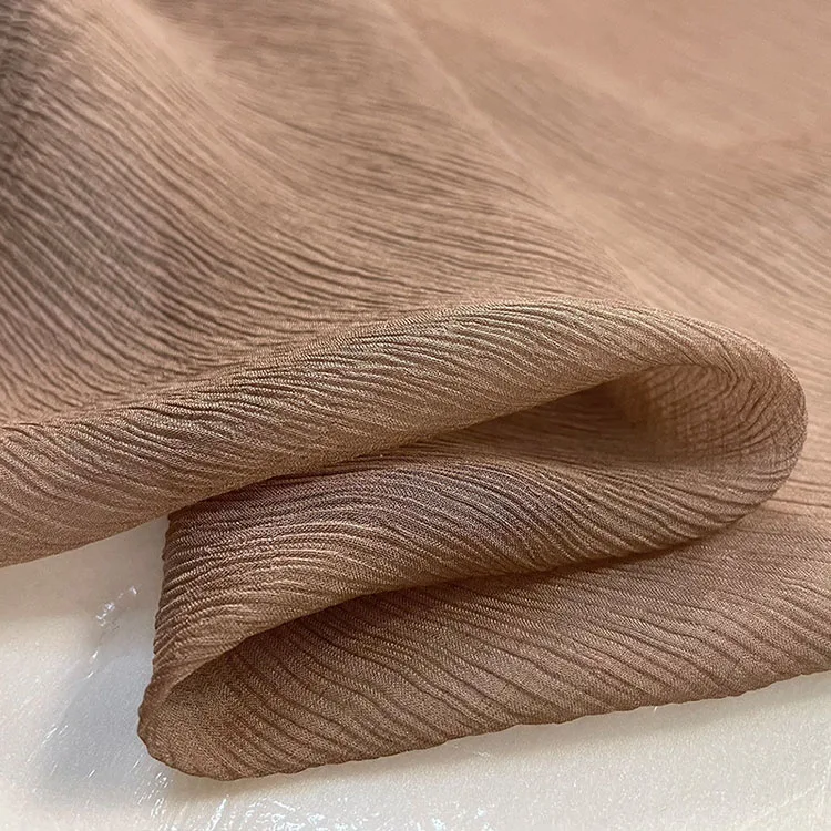 OEM ODM lightweight breathable crepe georgette fabric 100% pure silk crinkle chiffon fabric for dress