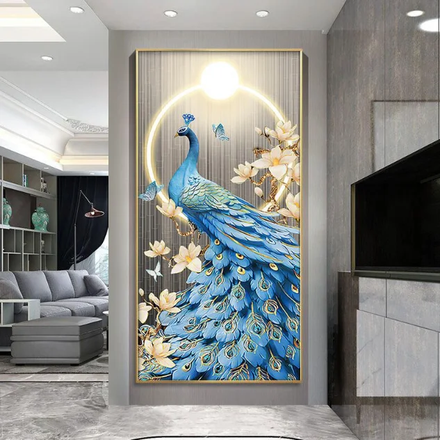 Abstract Hallway Light Luxury Wall Art Crystal Porcelain Painting for Entrance Decoration and Wall Hanging