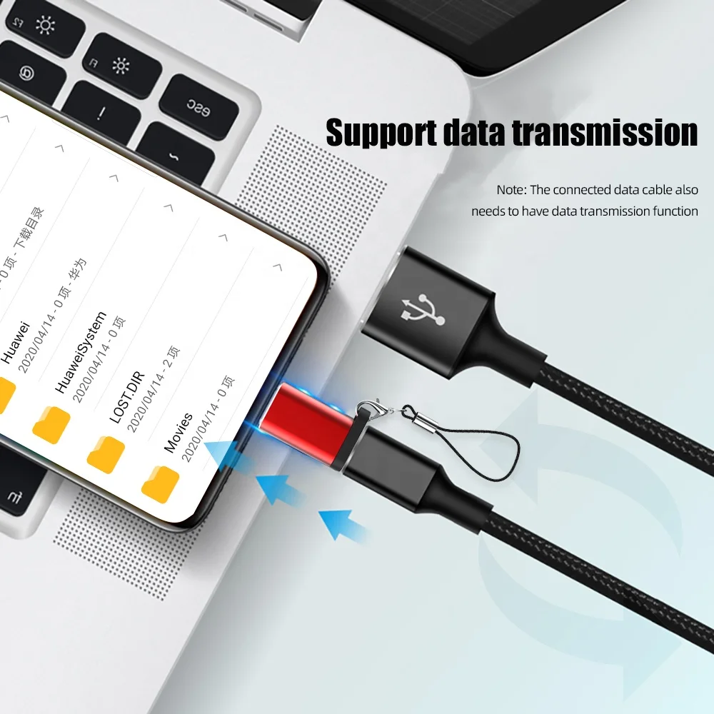 Micro USB To Type-C Adapter Converter With Lanyard For Mi 6 Charging Data USB OTG Connector Adapters