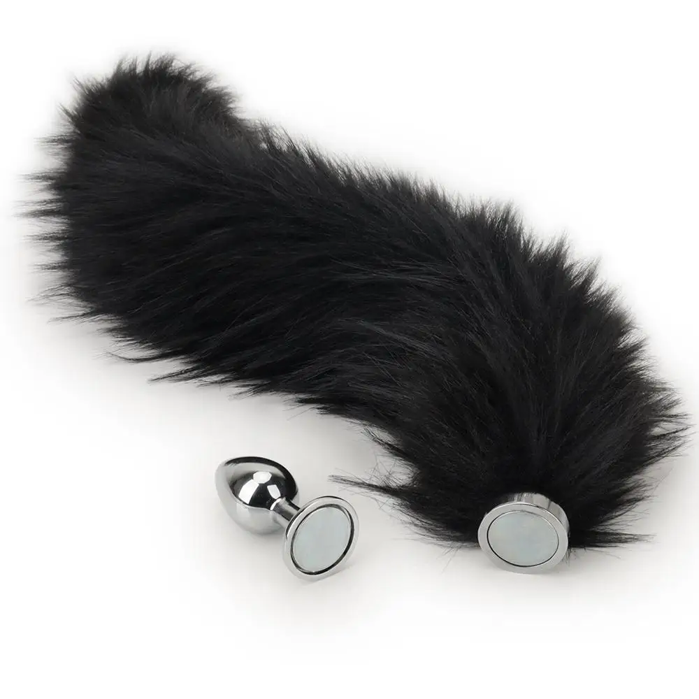 Cosplay BDSM Removable Magnetic Fur Fox Tail Rabbit Horse Tail Anal Butt Plug Magnetic but plug Sex toys for girl