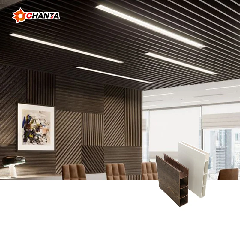 easy-installing indoor wpc wood composite pvc ceiling