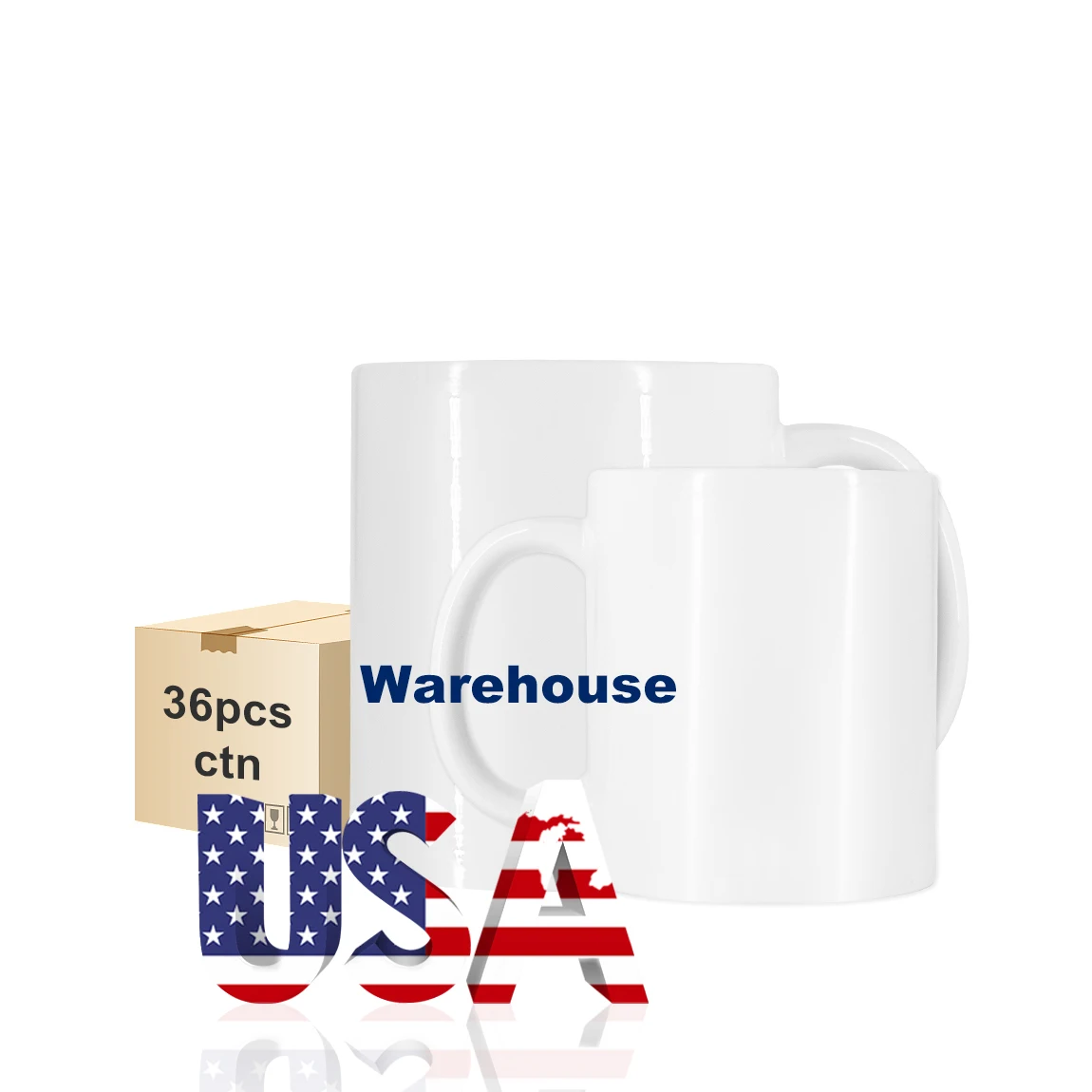 USA Warehouse Wholesale Cup Mug With Handle 11oz Ceramic Heat Transfer White Sublimation Blank Coffee Mugs