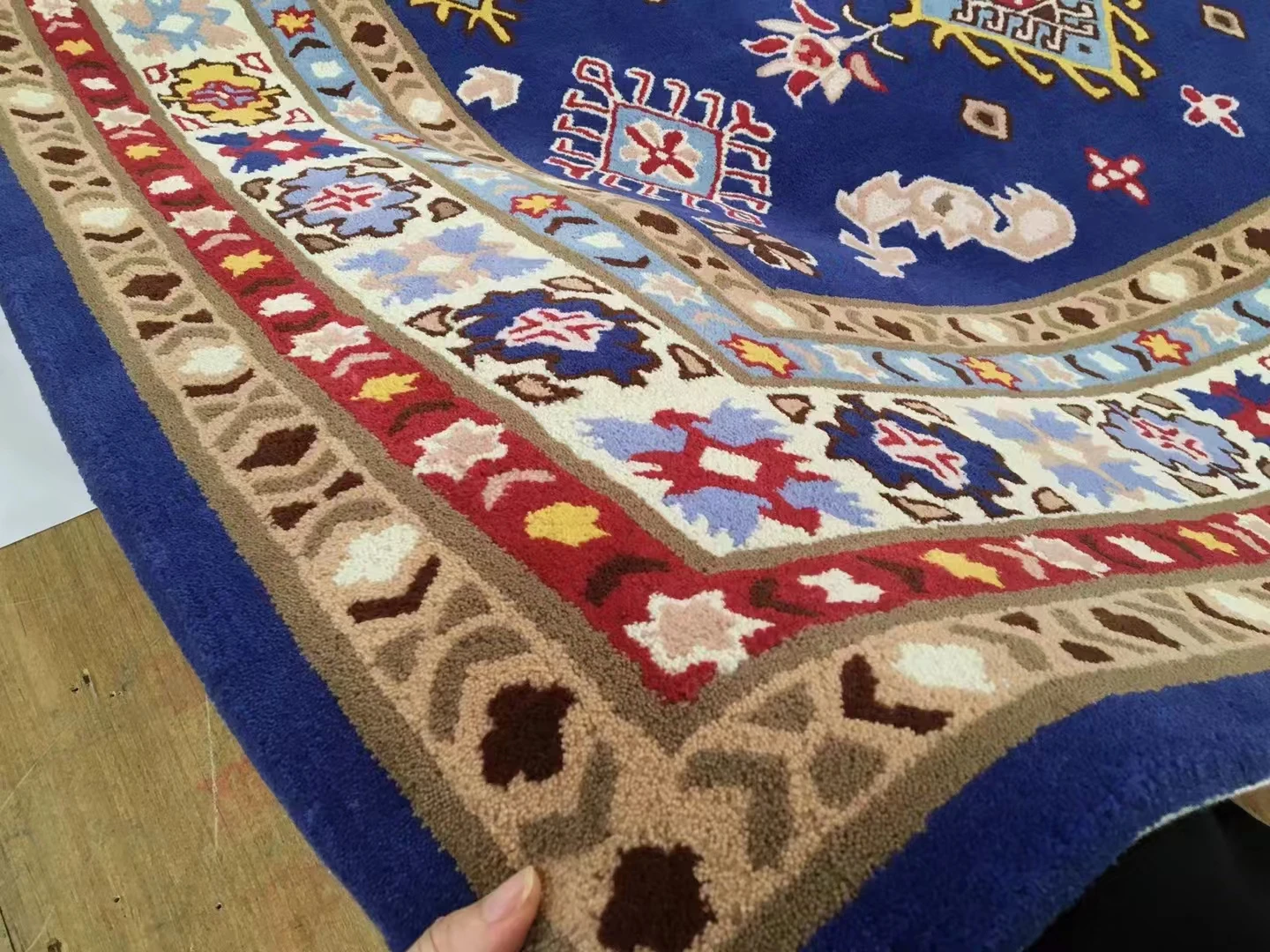 New Zealand imported wool European blue flowers American villa living room coffee table carpet bedroom hall office