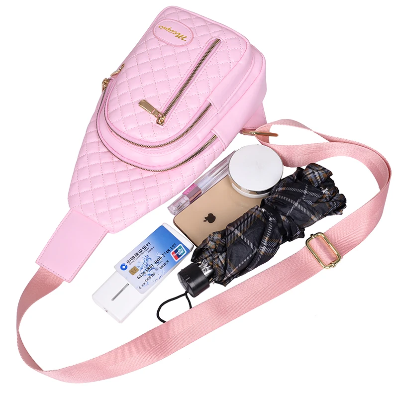 custom waterproof PU Leather Cross chest Bag single shoulder bag men women durable sling messenger chest sling bags for women