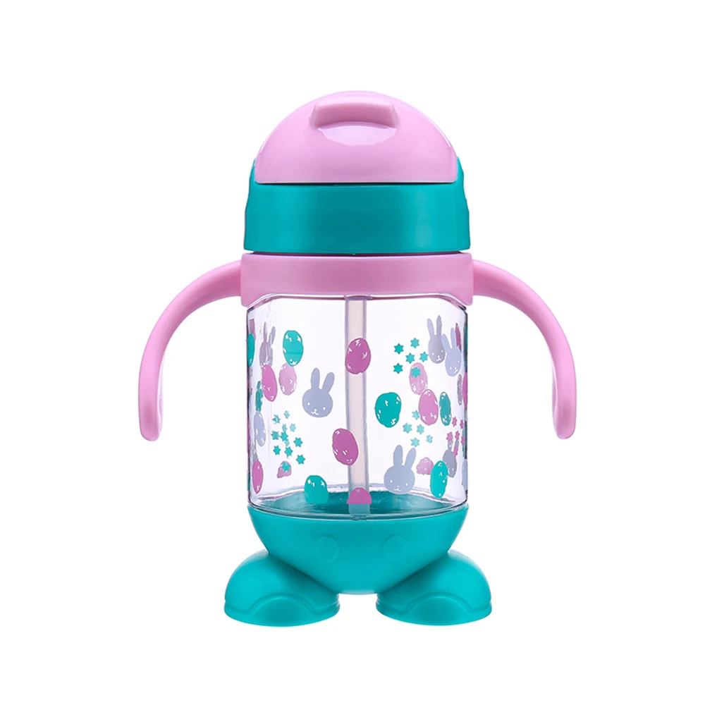 250ml Capacity Custom Portable Plastic Bpa Free Clear Cartoon Cute Children Baby Water Bottle With Slide Cover Lid Leak Proof Bo