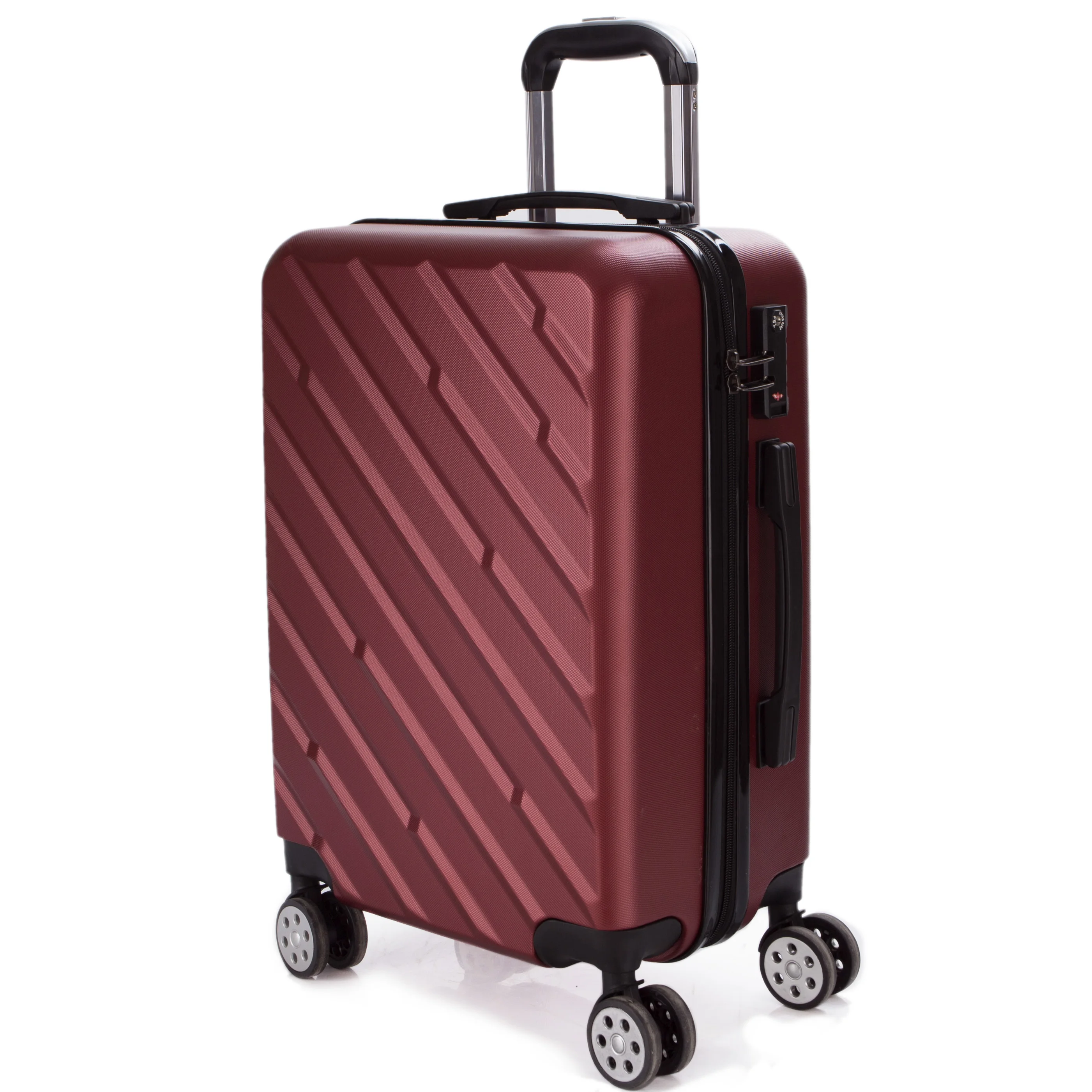 Factory Double Wheel Zipper ABS Trolley Suitcase Travel Bag Luggage Set