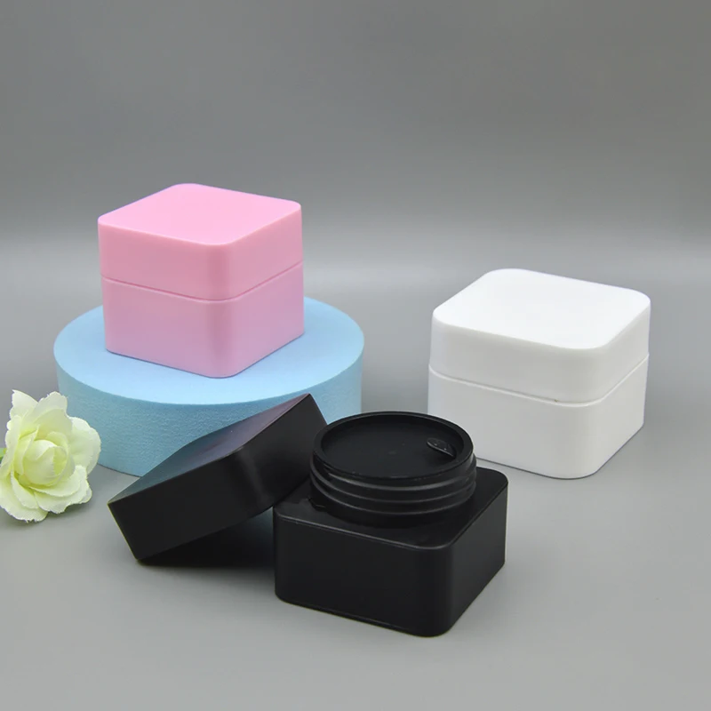 Factory Empty Uv Gel Nail Polish Jar Bpa Double Wall Frosted Face Cream Pp Jars Cosmetic Square Plastic Acrylic Powder Jars
