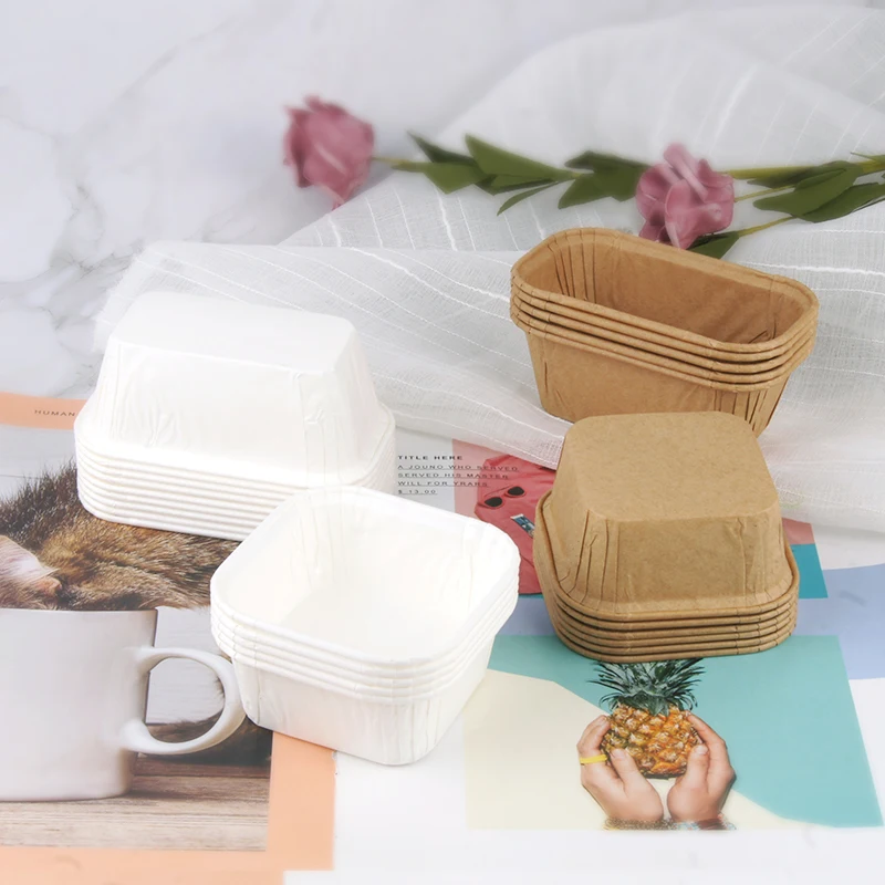 Food-grade Greaseproof Paper Square Mini Cupcake Liners Disposable Brownie Pans Muffin Cake Cup Paper Loaf Baking Pans