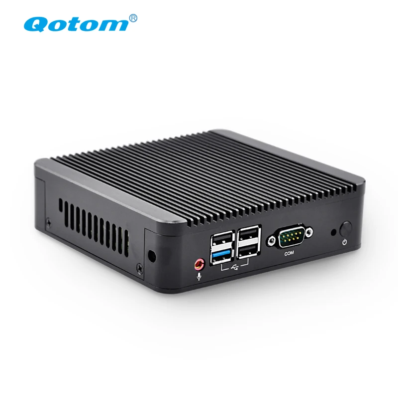 Qotom Q190S мини-компьютер без вентилятора j1900 четырехъядерный 2 ethernet промышленный настольный компьютер Ubuntu linux