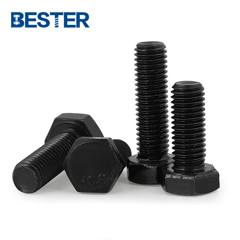 High strength manufacturers 10.9 5/16 m16 m28 m50 blue black zinc plated galvanized oxide steel hex bolts and nuts washer