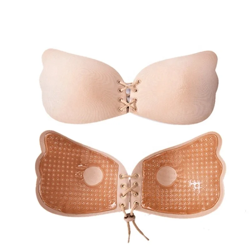 Front Closure Self-Adhesive increase cleavage biological glue Silicone Seamless Strapless sticky Invisible Push up fly Bra 2021