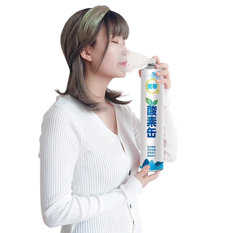 Japanese sticker printing can portable oxygen can canned oxygen bag with facial mask  oxygen tank