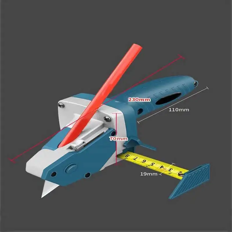 Многофункциональный инструмент для резки гипсокартона с измерительной лентой и универсальным ножом для плитки, коврового покрытия, пенопласта