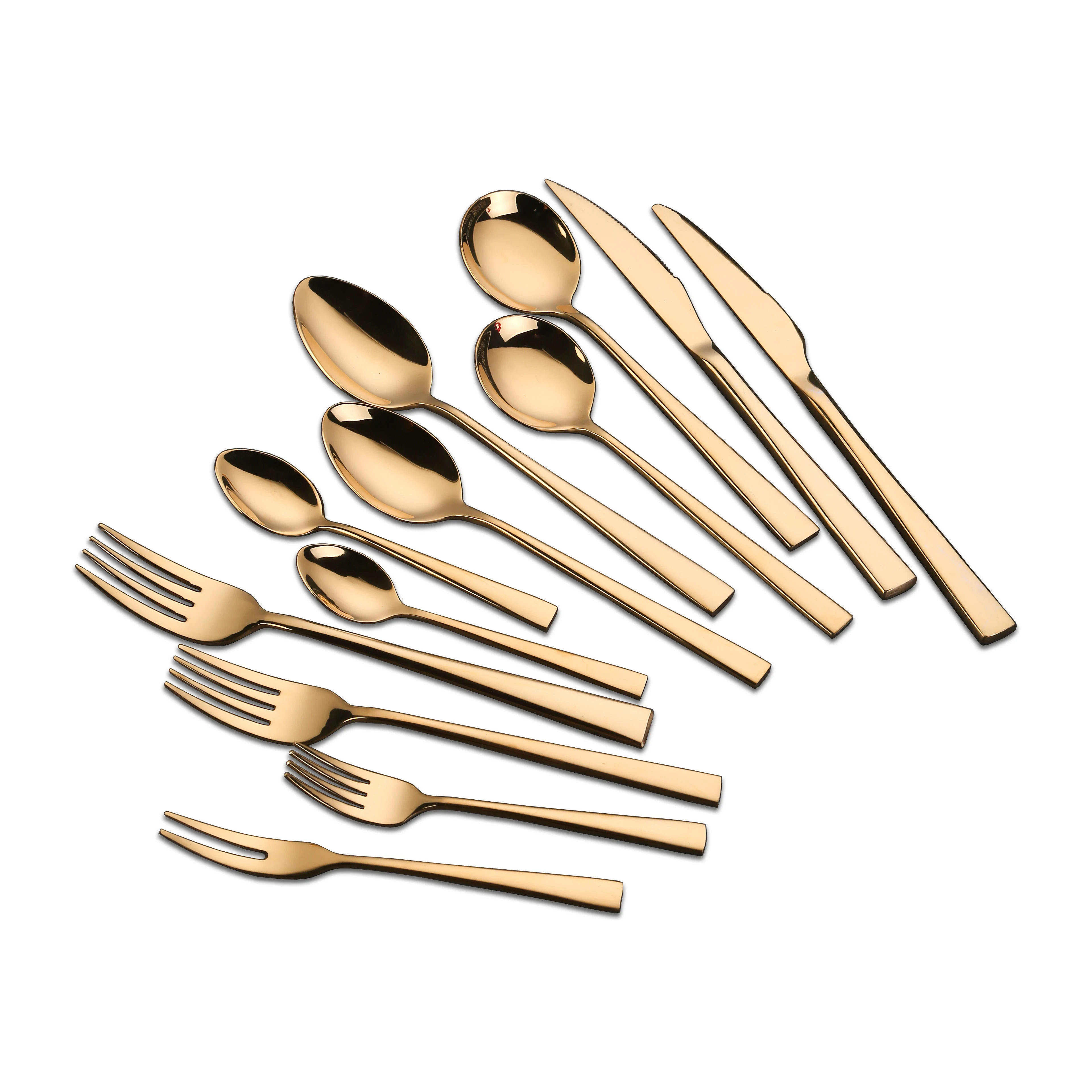 Bulk Wedding Flatware Shiny Mirror Gold Plated Stainless Steel Restaurant Cutlery