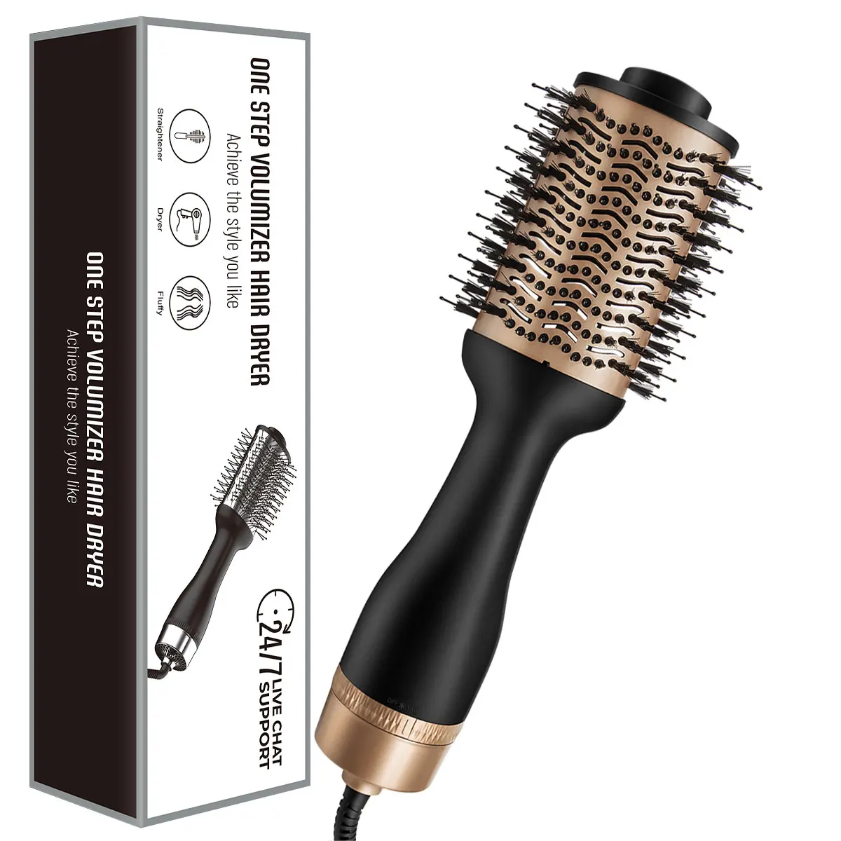 
Hot Air Brush 3-In-1 Hair Brush Dryer Straightener Curler Hair Styler Power 1200w Perfect Blow Spin Brush For Women 