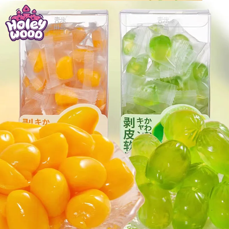 Holeywood 3D 5G Soft Candy Fruity Flavored Purple Grape Green Mangostrawberry & Peach Peeling Mango Bagged Candy