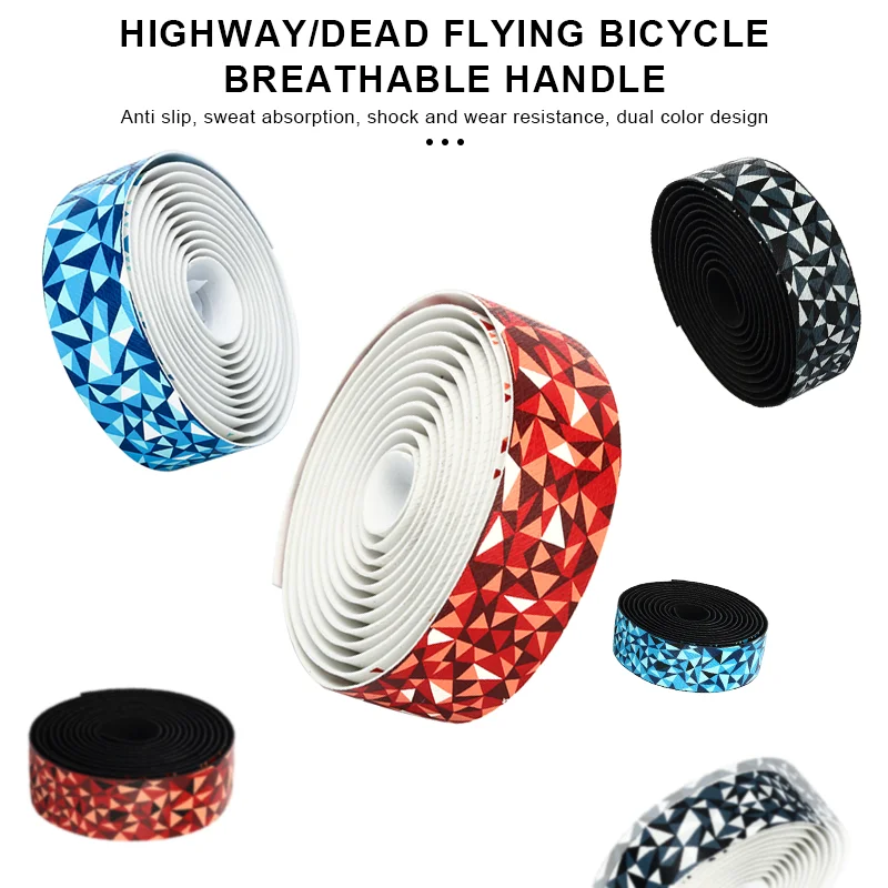 RIDERACE Road Bike Handlebar Tapes Bicycle Handle Bar Tape Triangle Gradient Anti-slip Elastic PU EVA Breathable Cycling Straps