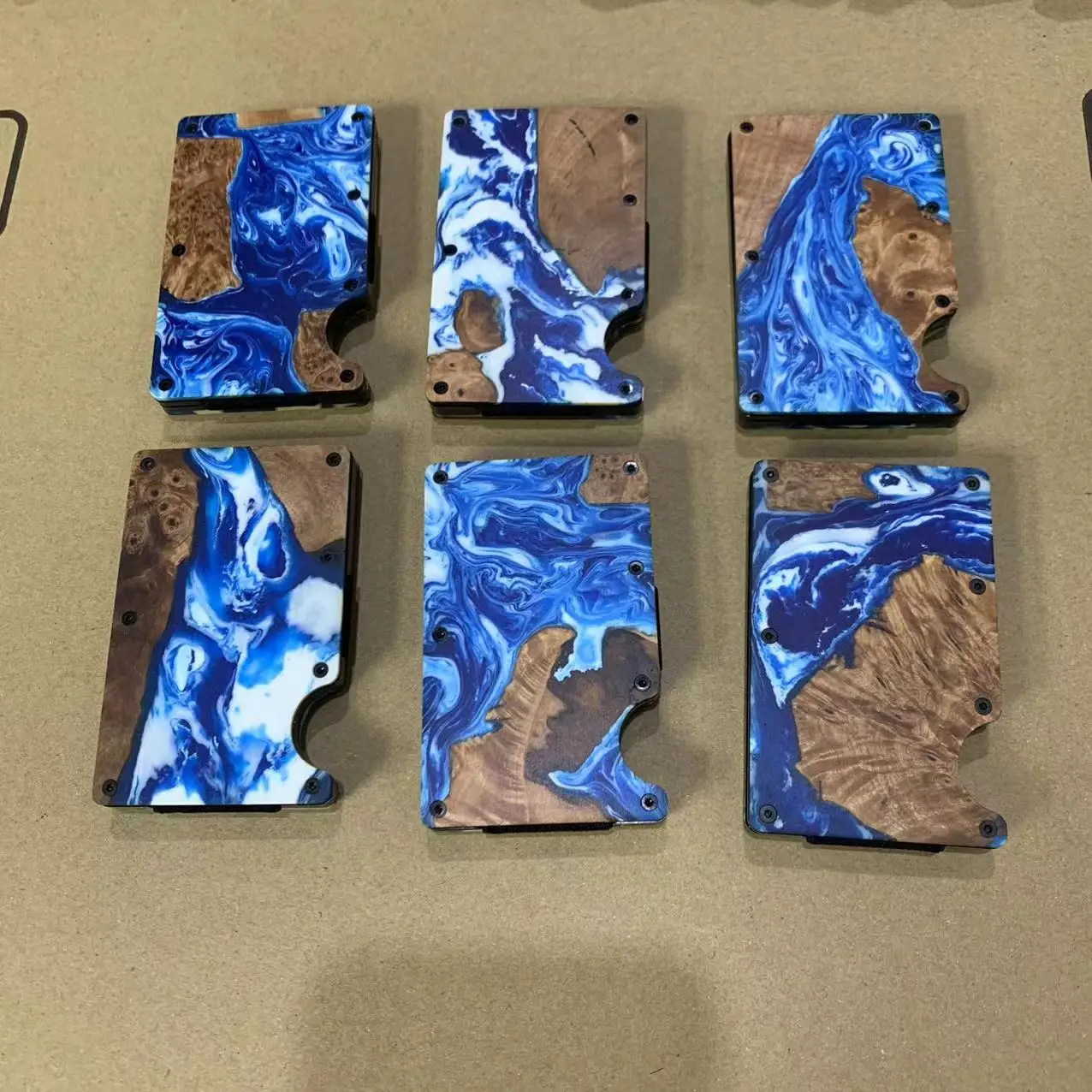 New Products Natural Wood Resin Wallet Aluminum RFID Wood Resin Money Clip