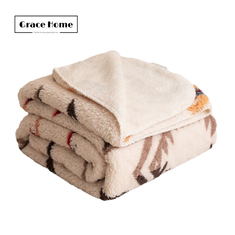 Высококачественное двухстороннее ламинированное одеяло из овечьей шерпы