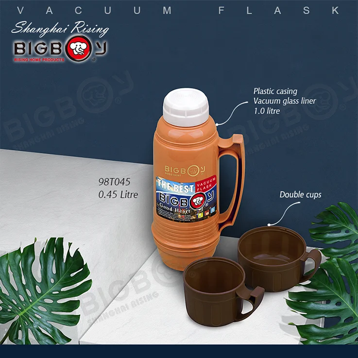 BIGBOY Brand 0.45L-1.8L Double Wall Inner Glass Thermos Vacuum Flask
