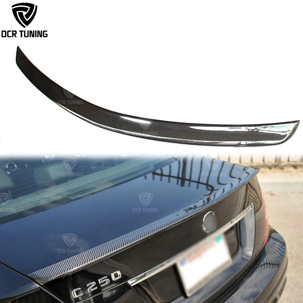 Wholesales Dry Carbon Fiber Rear Spoiler for Mercedes-benz W204 C63 Amg 4-Door Sedan 2007-2014 C Class Trunk Lip Wing A Style