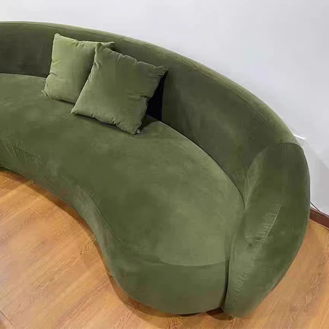Italian boucle sofa curved custom sofa sectional apartment furniture  Upholstery suede couch  lobby  hotel moon shape  sofa